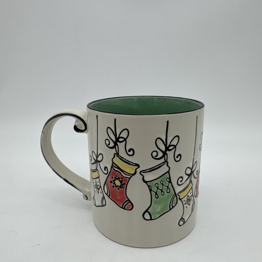 Spectrum Designz 22oz Christmas Stocking Mug Green Holiday Joy Coffee Tea Eggnog